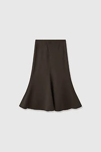 European Fine-spun Wool Fish-tail Midi Skirt