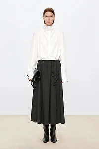 European Fine-spun Wool Lily of the Valley Midi Skirt