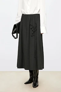 European Fine-spun Wool Lily of the Valley Midi Skirt