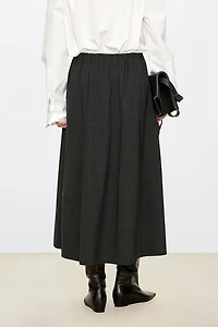 European Fine-spun Wool Lily of the Valley Midi Skirt