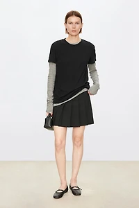 European Fine Wool Pleated Mini Skirt