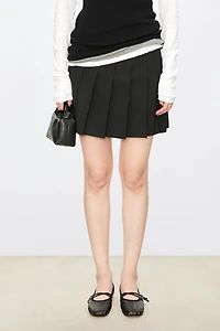 European Fine Wool Pleated Mini Skirt