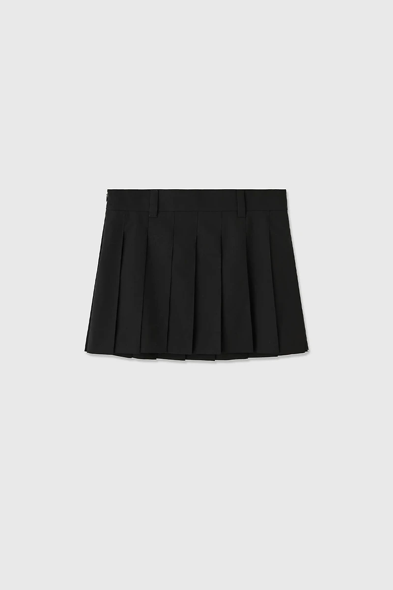 European Fine Wool Pleated Mini Skirt