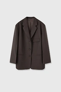 European Fine Wool Relaxed Oversize Mid-Length Blazer