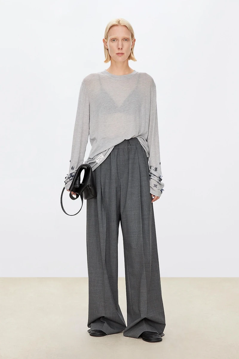 European Fine-Wool Wide-Leg Trousers