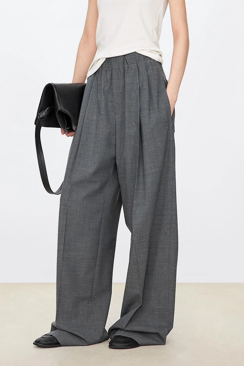 European Fine-Wool Wide-Leg Trousers