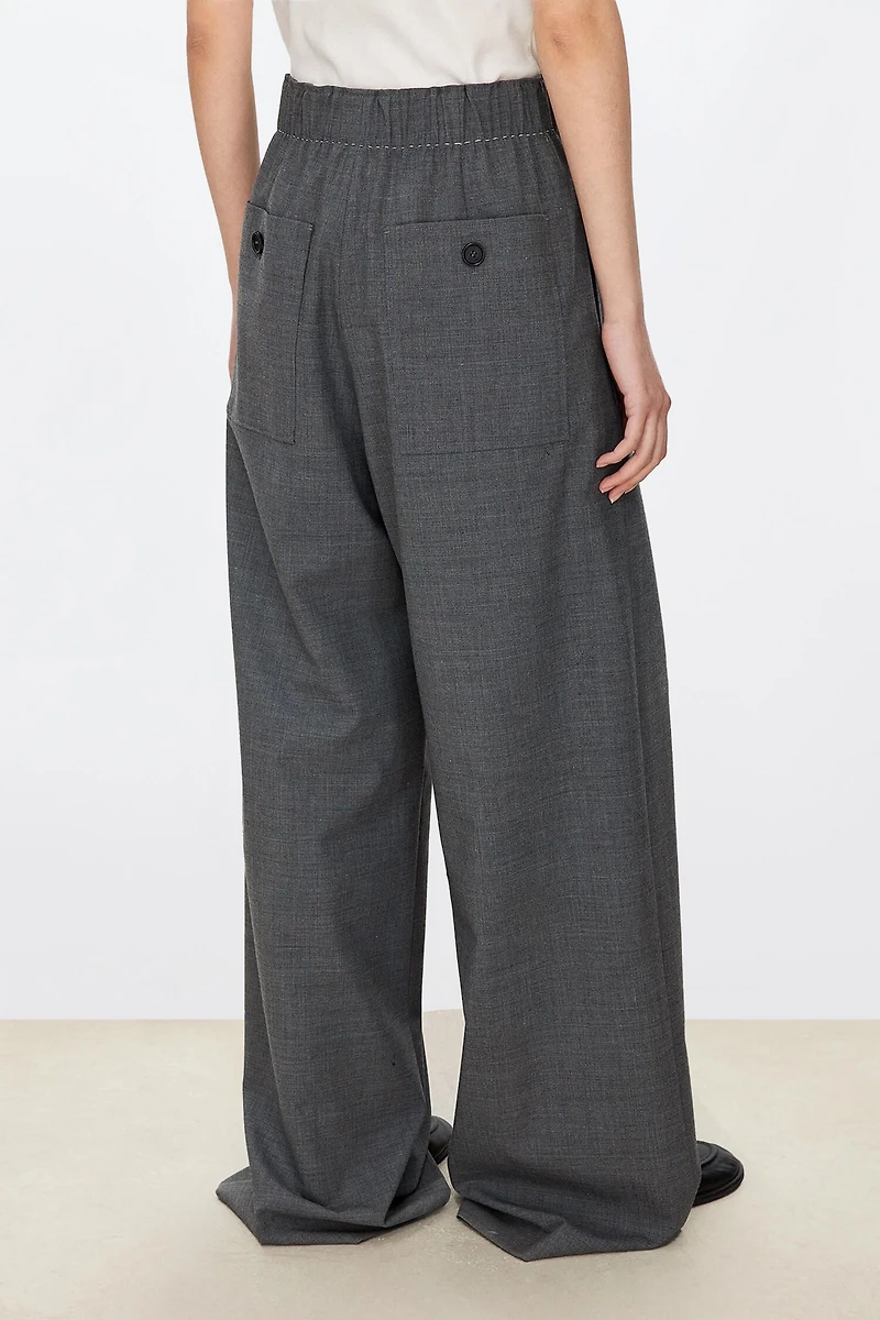 European Fine-Wool Wide-Leg Trousers