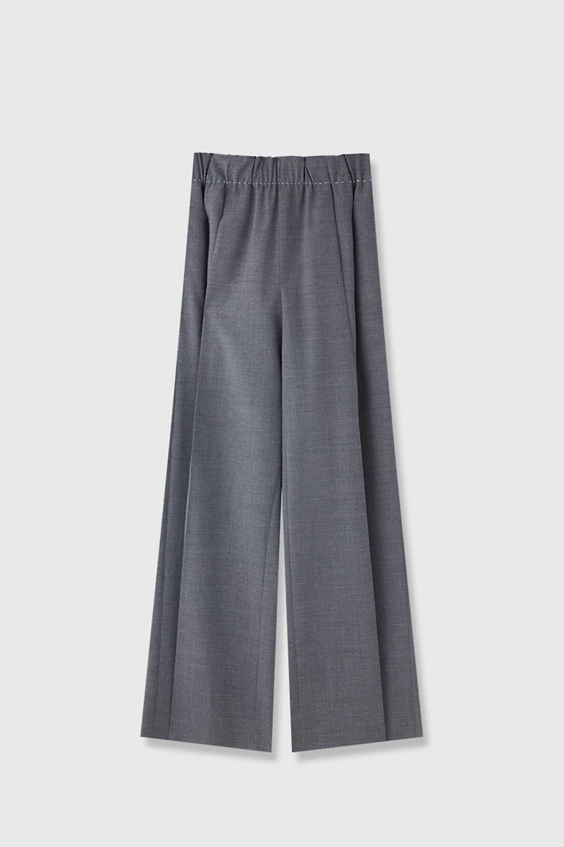 European Fine-Wool Wide-Leg Trousers