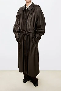 European Lambskin Structured Leather Trench Coat