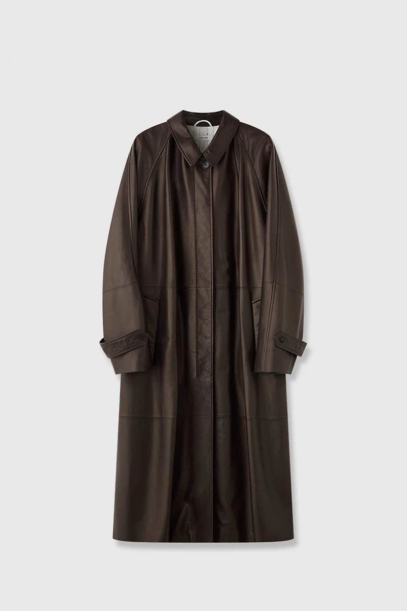 European Lambskin Structured Leather Trench Coat