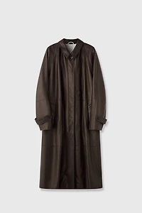 European Lambskin Structured Leather Trench Coat