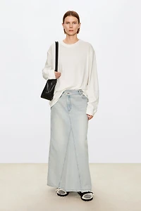 European-style High-slit Placket Washed Denim Skirt