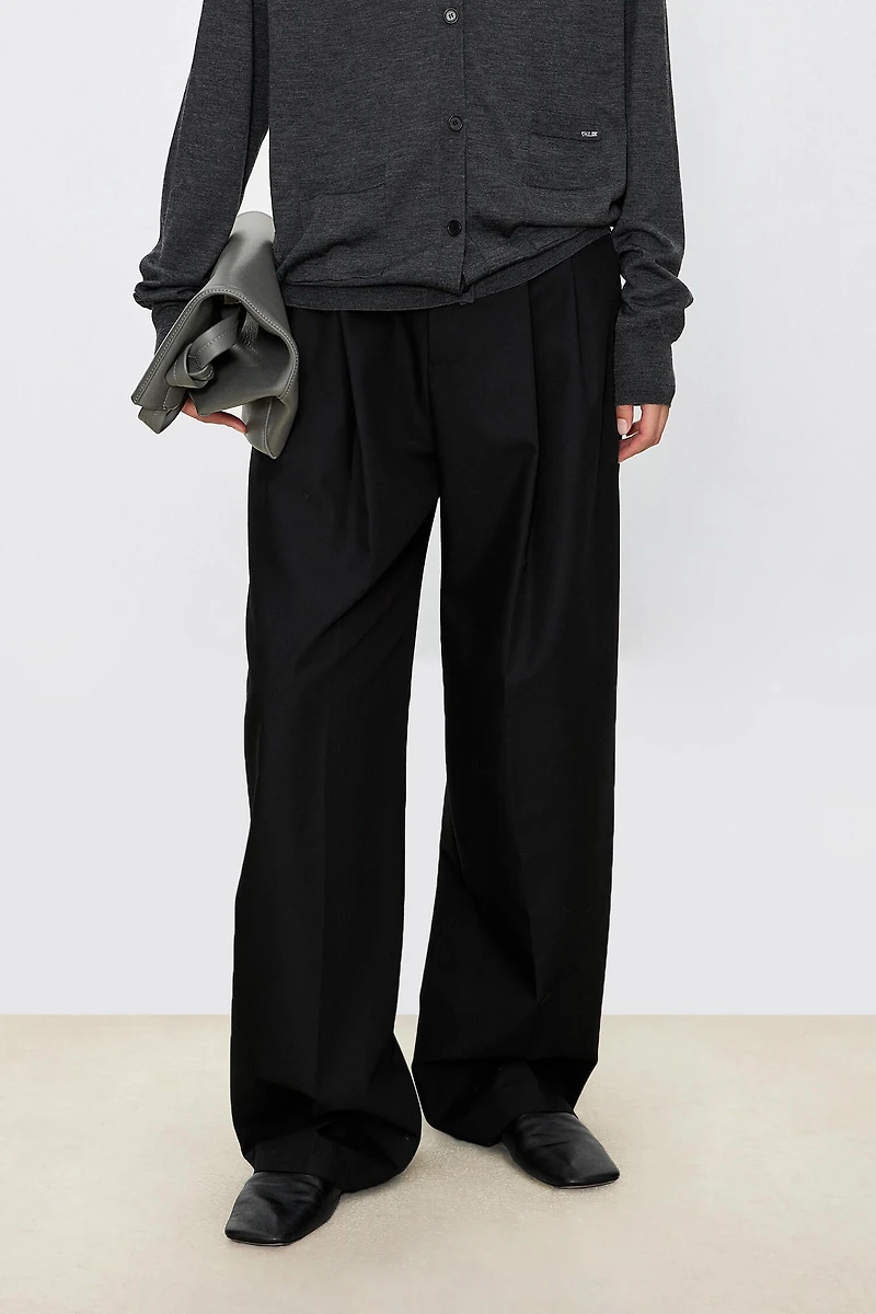 European Wool Classic Wide-Leg Pants