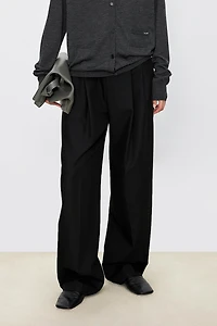 European Wool Classic Wide-Leg Pants