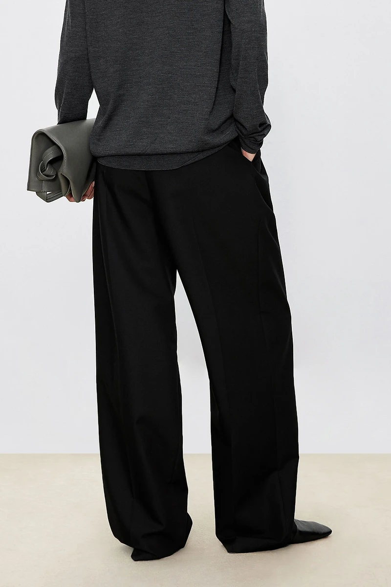 European Wool Classic Wide-Leg Pants