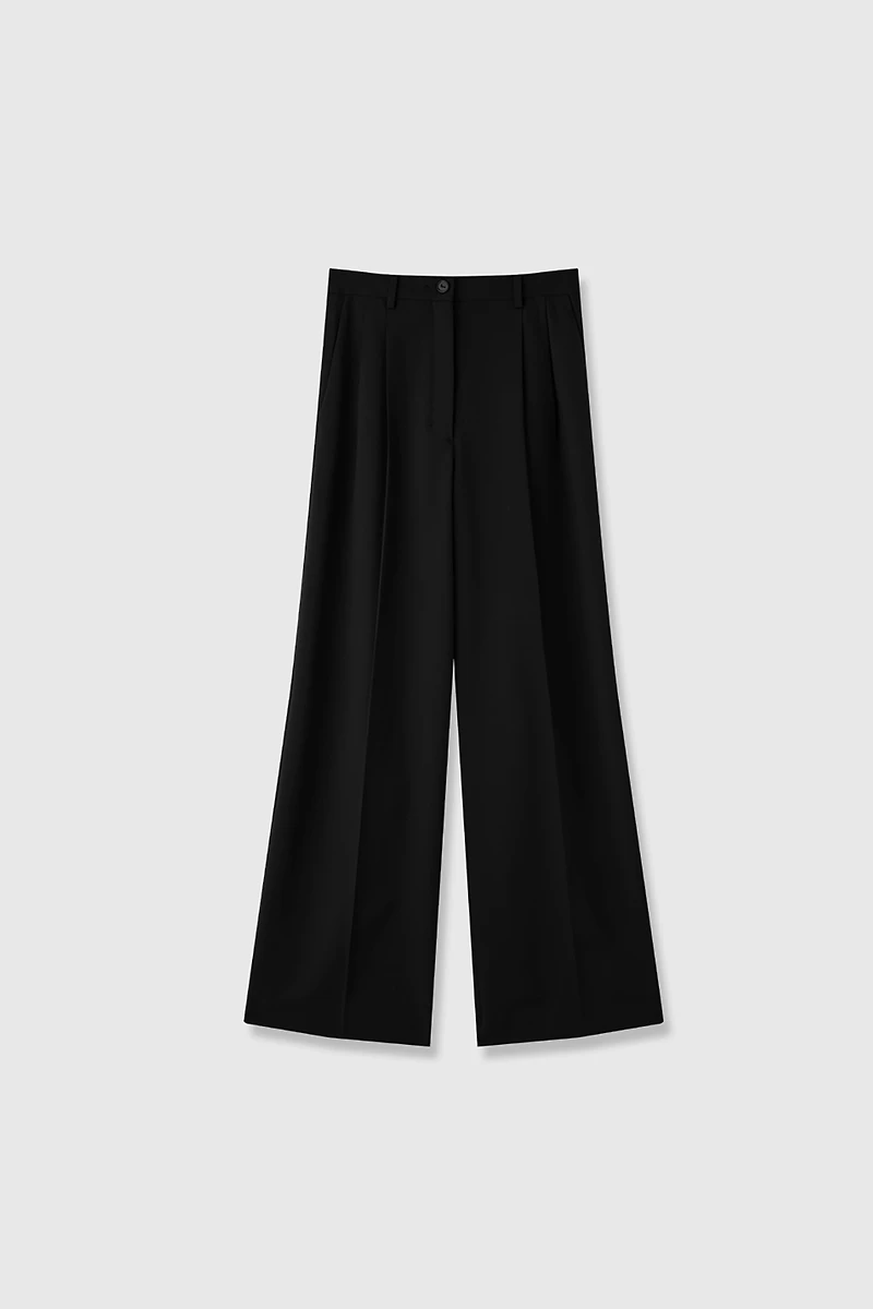 European Wool Classic Wide-Leg Pants