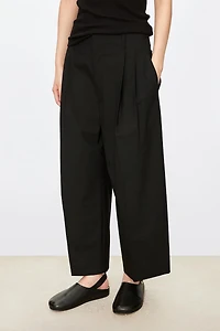 European Worsted Wool Cropped Wide-Leg Pants