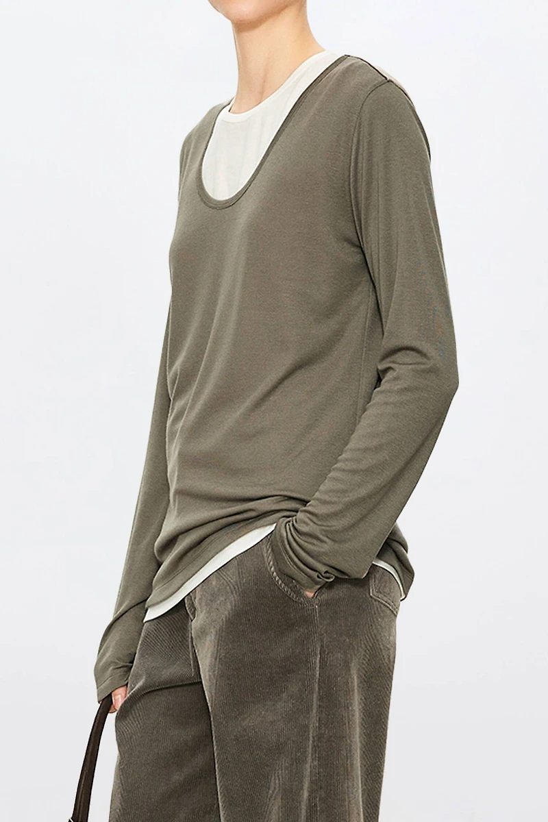 Faux Two-Piece Wool Knit Sweater