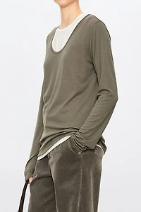 Faux Two-Piece Wool Knit Sweater