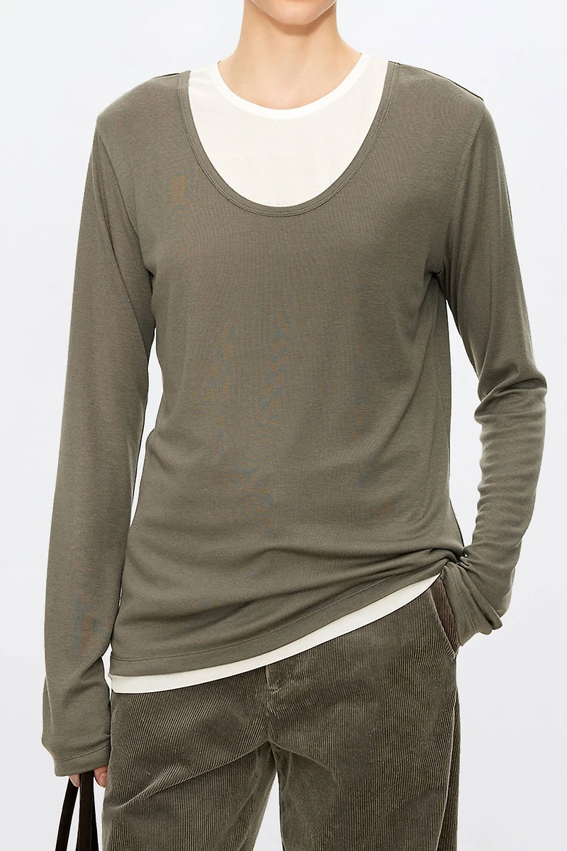 Faux Two-Piece Wool Knit Sweater
