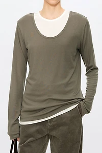 Faux Two-Piece Wool Knit Sweater
