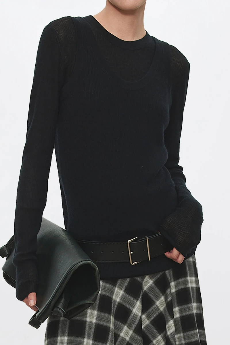 Fine-gauge Lightweight Cashmere Top