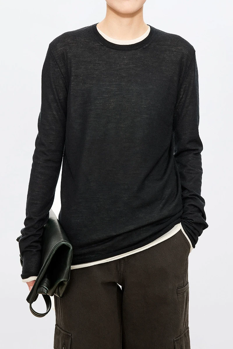 Sheer Base Layer 80s Fine-Spun Cashmere Crewneck Sweater