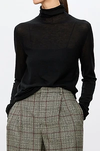 Sheer Base Layer 80s Fine-Spun Cashmere Turtleneck Sweater