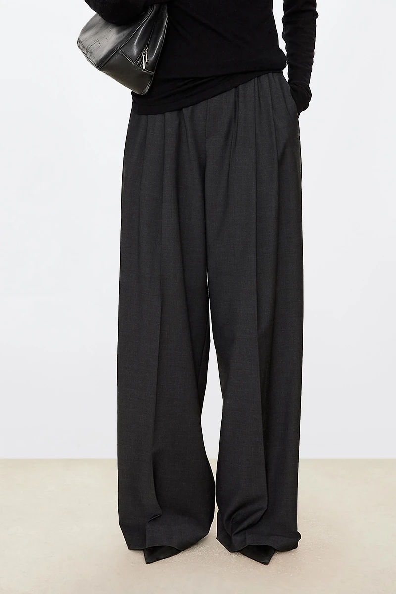 Fine Wool Blend Stretch Waist Trousers