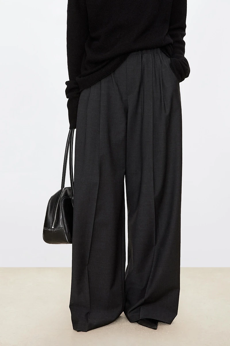 Fine Wool Blend Stretch Waist Trousers
