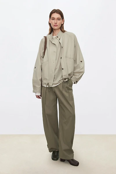 Fog-Wash Cotton Short Trench Jacket