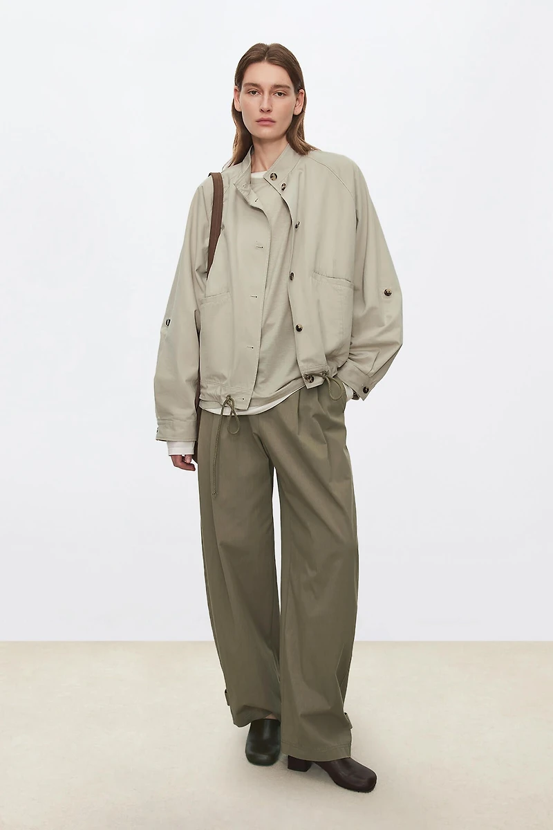 Fog-Wash Cotton Short Trench Jacket