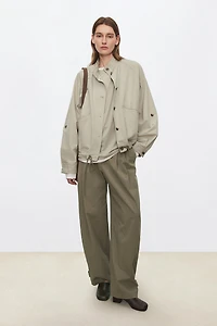 Fog-Wash Cotton Short Trench Jacket