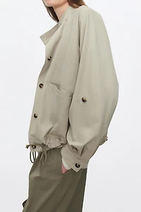 Fog-Wash Cotton Short Trench Jacket