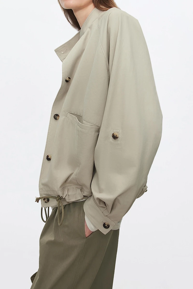 Fog-Wash Cotton Short Trench Jacket