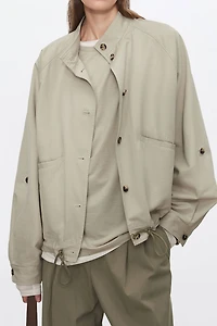 Fog-Wash Cotton Short Trench Jacket