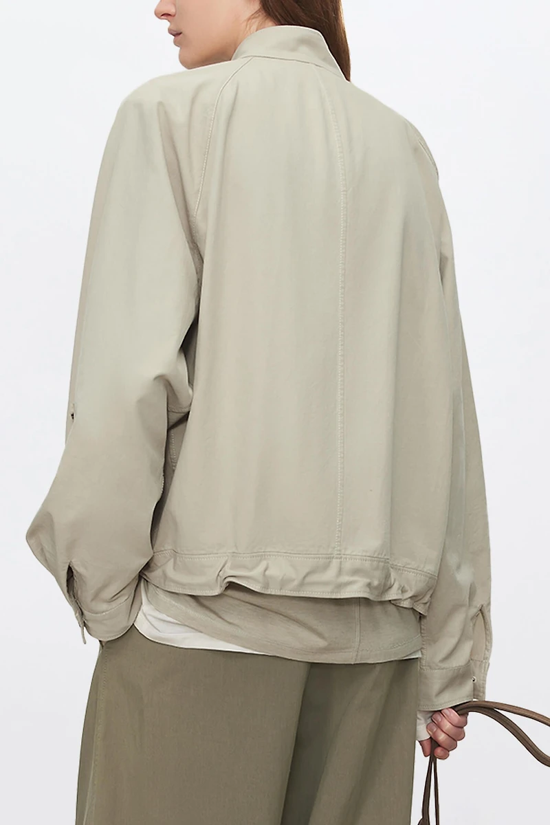 Fog-Wash Cotton Short Trench Jacket