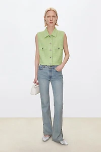 French LESAGE Tweed Collar T-Shirt Vest