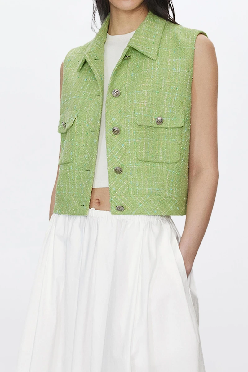 French LESAGE Tweed Collar T-Shirt Vest