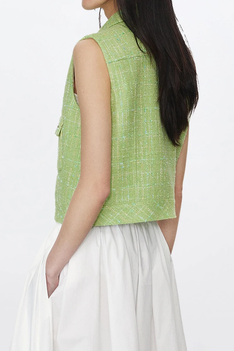 French LESAGE Tweed Collar T-Shirt Vest