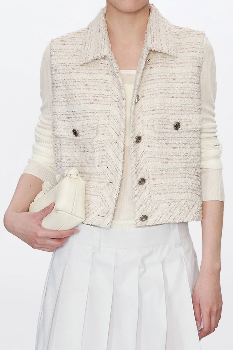 French LESAGE Tweed Collar Vest