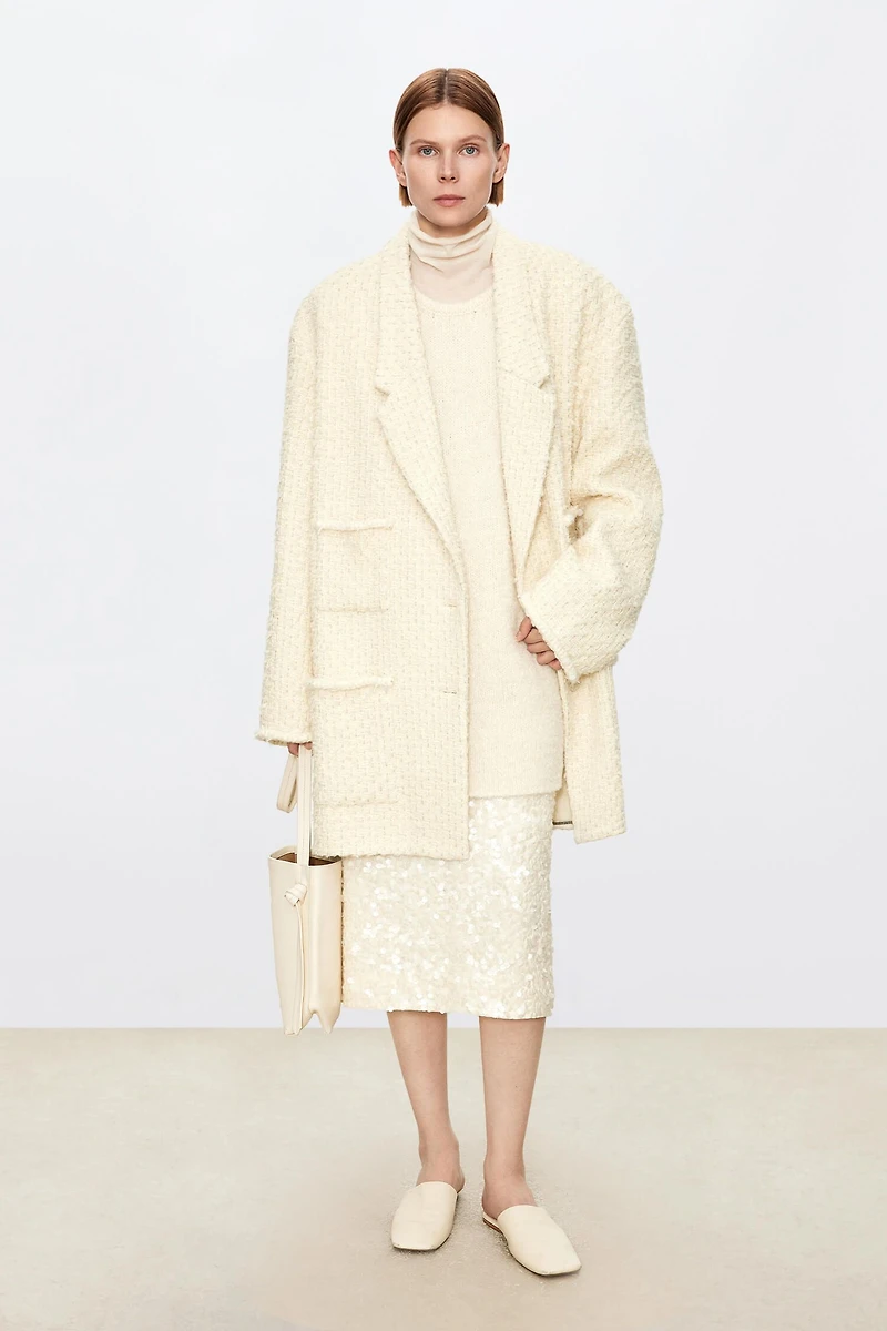 French Wool Tweed Suit Coat Creamy