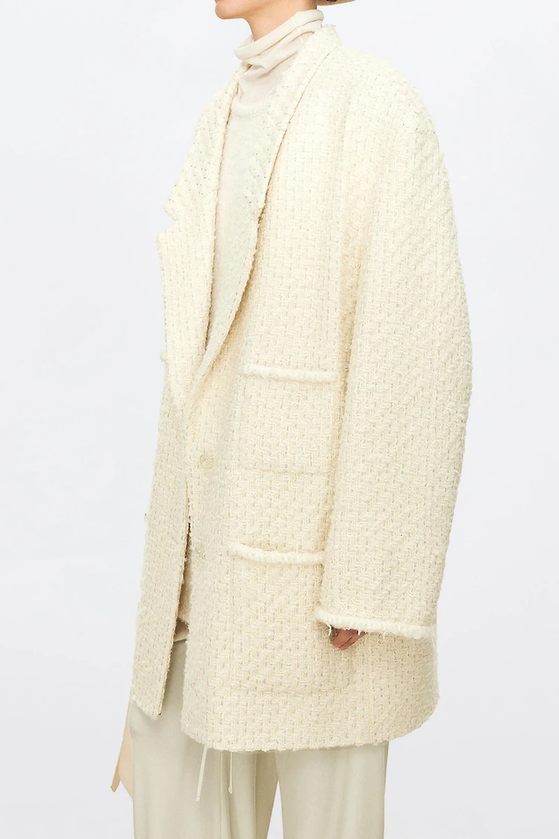 French Wool Tweed Suit Coat Creamy