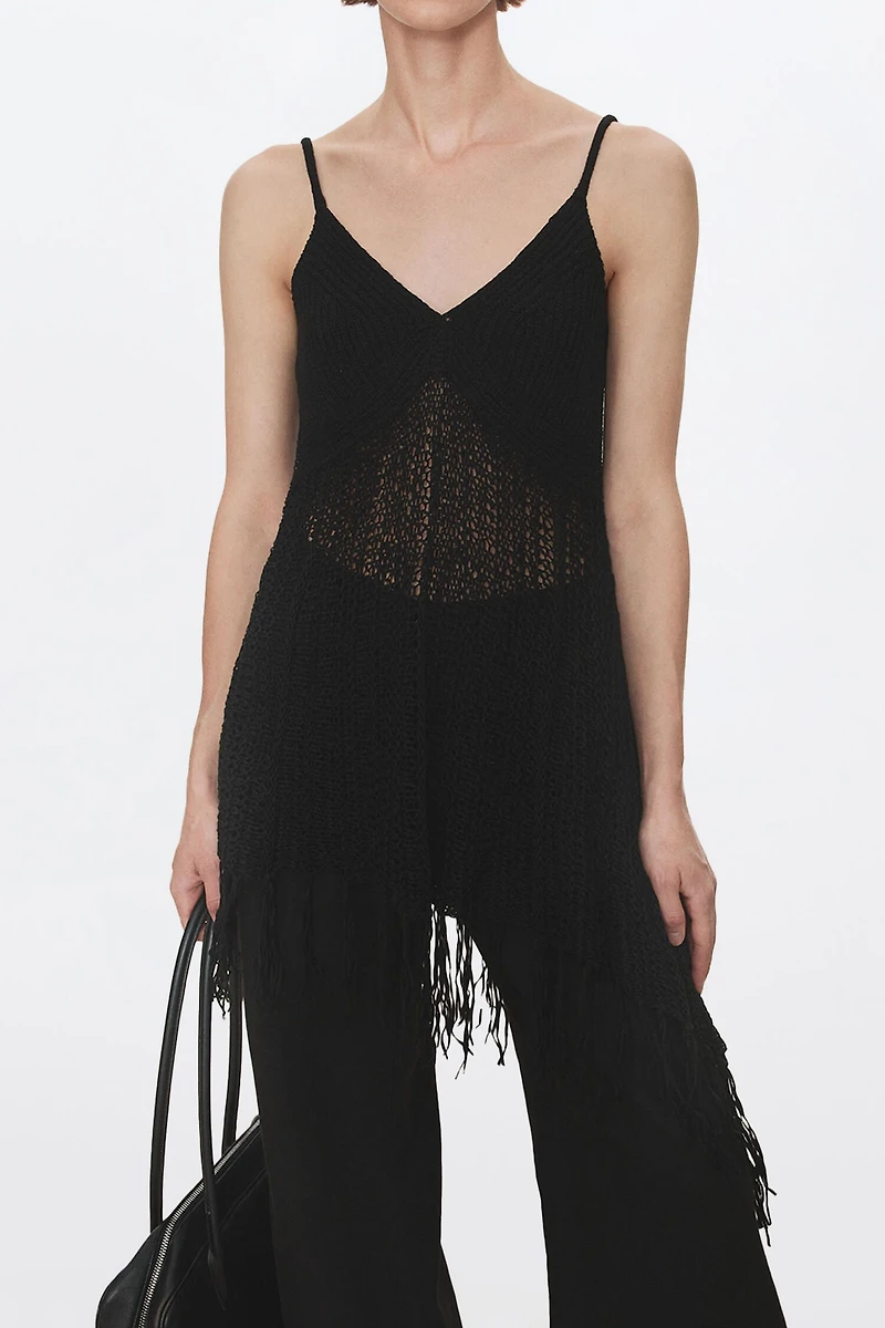 Hand-Crocheted Fringe Linen Cotton Lyocell Cami