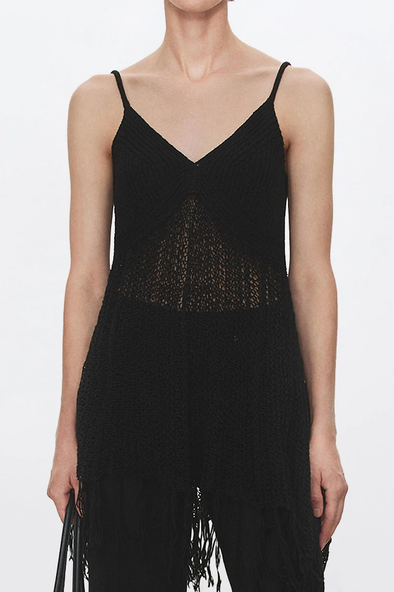 Hand-Crocheted Fringe Linen Cotton Lyocell Cami
