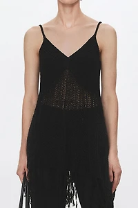 Hand-Crocheted Fringe Linen Cotton Lyocell Cami
