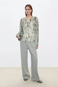 Hand-drawn Print Wool-blend Cardigan