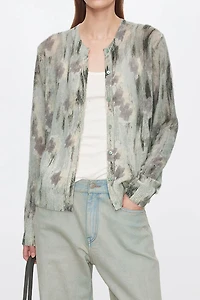 Hand-drawn Print Wool-blend Cardigan