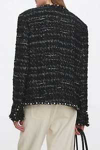 Handcrafted Pearl-Trim Tweed Jacket