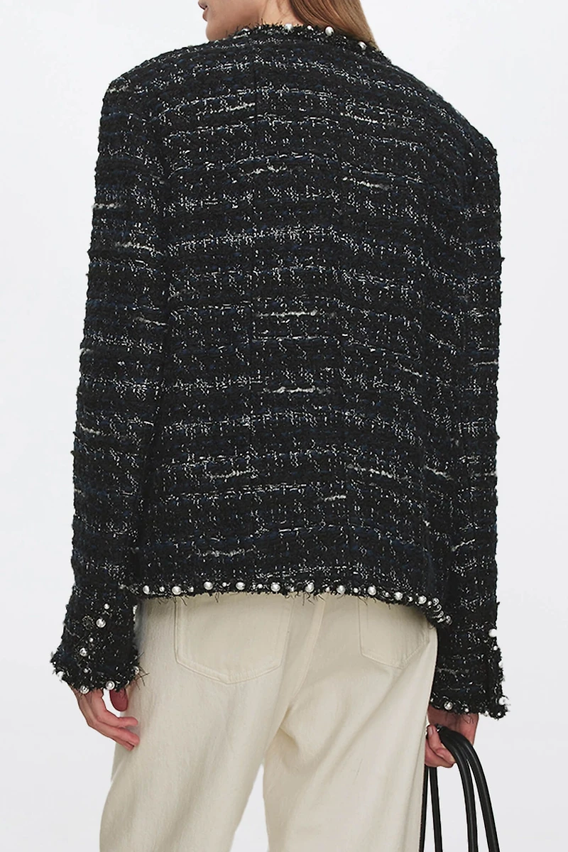 Handcrafted Pearl-Trim Tweed Jacket